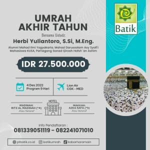 Paket Umroh Desember 2022 Batik Bronze Free Zamzam 5 Liter - 4 Desember 2022